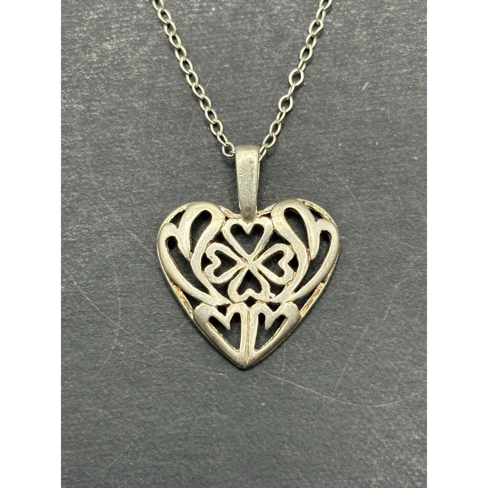 Vintage 18" Sterling Silver 4-Leaf Clover Pendant Necklace 925 H5